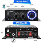 Pyle Home Mini Audio Amplifier - 60W Portable Dual Channel Surround Sound HiFi Stereo Receiver w/ 12V AC Adapter, AUX, MIC IN, Supports Smart Phone, iPhone, iPod, MP3 For 2-8ohm Speakers - Pyle PFA200