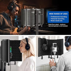 Aokeo Studio Recording Microphone Isolation Shield, Pop Filter.High density absorbent foam is used to filter vocal. Suitable for blue yeti and any condenser microphone recording equipment