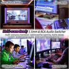 3.5mm Aux + RCA L/R Audio Switch Box 4 in 1 Out Bidirectional, BolAAzuL Stereo Audio Switcher Selector 4X1 Passive a/b Analog Audio Selector No Power Need
