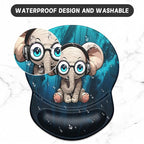 ITNRSIIET Ergonomic Mouse Pad with Gel Wrist Support Small Wrist Rest Smooth Surface Non-Slip PU Base Comfortable Office Supplies Pain Relief, 8.7 x 7.2 inches, Pretty Elephant