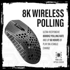 Arbiter Akitsu 8K Carbon Fiber Composite Gaming Mouse - Ultra-Light 38g, Wireless, 26k DPI, USB-C Fast Charging, 60Hr Battery Life, 8k Polling Rate, PIXART 3395 Sensor, LCD Display
