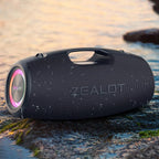 ZEALOT Bluetooth Speaker,120W Wireless Outdoor Speaker with Subwoofer,IP67 Waterproof with LED Light,Bluetooth 5.2 for Camping,Beach,Gifts(Black)