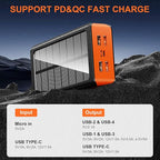 Solar Charger Power Bank 66800mAh Portable Charger with USB-C in/Output 22.5W QC3.0 Fast Charging 5 Out Ports Battery Pack Built-in 32 Led Flashlights for iPhone Samsung Tablet Camping