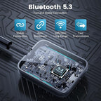 1Mii Bluetooth 5.3 Transmitter Receiver 2-in-1, aptX Adaptive & Low Latency Wireless Audio Adapter for Airplane, Dual Link 2 Devices, 25H Playtime, 3.5mm AUX for TV/Car/Home Stereo/Gym