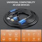USB 2.0 Type A Male to A Female Active Repeater Extension Cable 100ft, High Speed 480 Mbps