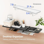 Monitor Stand Riser,31.5-Inch LED Light Wood Computer Monitor Stand with Adjustable Acrylic Legs,Desk Accessories Desktop Organizer Stand for, Computer,Laptop,Printer,PC TV Screen Riser,Black