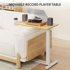 FLEXISPOT Adjustable C Table with Wheels, Mobile Snack Side End Table Sofa Couch Bedside Table Laptop Rolling Cart TV Tray Night Stand Small Space Side Table,(27.6" W x 15.7" D,Maple)