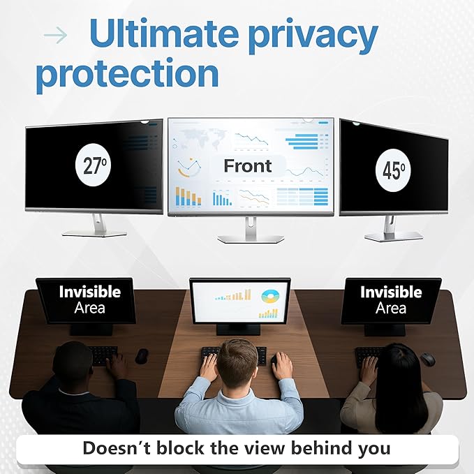 VINTEZ 24 Inch 16:10 Privacy Screen for Computer Monitor and Laptop - Anti Glare Protector Film Blue Light Filter Eye Protection - Computer Screen Privacy Shield, [1 Pack]