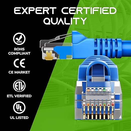 GearIT 24-Pack, Cat5e Ethernet Patch Cable 6 Feet - Snagless RJ45 Computer LAN Network Cord, Blue - Compatible with 24 48 Port Switch POE Rackmount 24port Gigabit