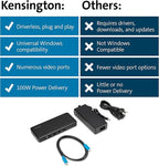 Kensington Triple Display USB-C Docking Station with 100W PD for Dell, HP, Lenovo, Acer, ASUS, Razer, Surface (Black)