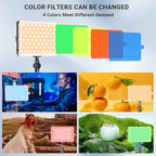 2-Pack LED Video Light with Stand, Home Studio Back Lights, Photo Lights with Color Filters for Close Photography Lighting YouTube Video Recording, Desk Game Steaming