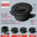 (2-Pack Black) Cable, Wire & Cord Management - Self Locking Grommet with Cover for Walls, Ceilings, Desks, Used for All Surfaces 3/8” to 1” Thick, Made in USA