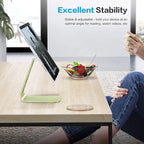 OMOTON Adjustable Tablet Stand for Desk, Upgraded Longer Arms for Greater Stability, T2 Tablet Holder with Hollow Design for Bigger Sized Phones and Tablets Such as iPad Pro/Air/Mini, Green