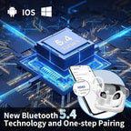 Wireless Earbuds 75hrs Bluetooth 5.4 Headphone Sport, 2025 Bluetooth Earbuds Stereo Deep Bass Over Ear Bud with Earhooks, ENC Noise Cancelling Mic, IPX7 Waterproof Earphone White