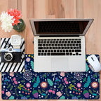 Gaming Desk Pad Large Extra Length Beautiful Floral Mouse Pad Keyboard Laptop Non-Slip Waterproof with Rubber Base Thick Stitched Edge Mouse Mat for Office Home 35.4 x 15.7 Inches