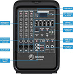Professional Portable All-in-One 2-Way PA System Suitcase-Style Design with 8-Channel Mixer and 2X Speaker Stands,Bluetooth, Microphone, Remote Control for Performances, Presentations