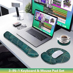 Mouse Pad with Wrist Rest Set, 3-in-1 Wrist Support Mousepad Set, Gaming Mat Pad with Anti-Skid Base,Ergonomic Mouse Pad Green,Memory Foam Gel Wrist Rest for Computer Keyboard