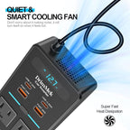 300W Car Power Inverter, DC 12V to 110V AC Car Plug Adapter with LED Display, 65W/24W USB-C Fast Charging Car Outlet Adapter to Wall Plug,Portable Car Charger with Switch Control Converter for Laptops