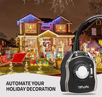 TiFFCOFiO Outdoor Timer Outlet, 24 Hour Mechanical Outdoor Timer for Pool Pump, Outdoor Light Timer Waterproof, 2 Grounded Outlets for Home and Garden, 15A 1/2HP, Heavy Duty, CSA Listed (1 Pack)