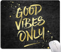 Hokafenle Mouse Pad, Motivational Mouse Pad with Inspirational Quotes Design, Mouse Mat Square Waterproof Mouse Pads, Non-Slip Rubber Base MousePads for Office Home Laptop, Good Vibes Only