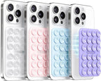 Klearlook 4PCS Magnetic Suction Phone Mount for MagSafe Case, Sticky Phone Grip for iPhone, Removable Hands-Free Selfie/Video for TikTok Influencers, (Clear & Light Pink & Light Blue & Lavender)