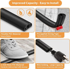 12ft Cord Cover Floor for Extension Cords, Self-Adhesive Floor Cable Cover to Protect Cables & Prevent Tripping, PVC Cord Hider Protector, Internal Wire Management Channel Diameter: 0.39", Black