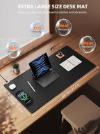 TopMade Mouse Pad with 15W Wireless Charging, XXL Large Leather Desk Mat, Waterproof Gaming Mousepad Home Office Desk Pad Protector, Computer Keyboard Pad, Mouse Mat for for MacBook, PC, Laptop, Black