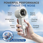 Valo Portable Rechargeable Fan - Mini Cooling Fan for Travel, USB Desk Personal Fan with 4 Speeds, 50ml Tank for Water Cooling Technology, Quiet Operation, 2,000 mAh Battery - Titanium Gray