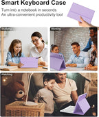 D DINGRICH Keyboard Case for iPad 10th Generation(10.9", 2022), Rechargeable Detachable Wireless BT Keyboard, Smart Folio Protective Cover with Pencil Holder for 10.9 inch Apple iPad 10th Gen, Purple