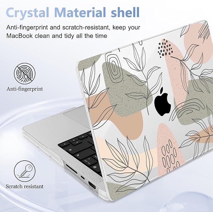 for MacBook Pro 16 inch Case 2021 2022 2023 2024 Release A3186 A3403 M4 A2991 M3 A2780 M2 A2485 M1 Pro/Max, Hard Shell Case with Screen Protector & Keyboard Cover, Tropical Leaves