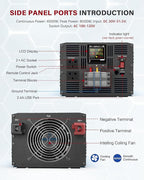 4000 Watt Pure Sine Wave Power Inverter DC 24V to 110/120V AC with 2 AC Charger Outlets and Wiring Terminal 8000W Peak Car Solar Converter for Vehicles Home with LCD Display and 2.4A USB Charging Port