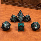 Green Black Nickel Finish Heavy Metal DND Dice Set (Ranger) with A Metal Box, Sharp Edge Zinc Alloy D&D Accessories, D4-D20, Designed for Dungeons & Dragons Master, RPG Player, Starter