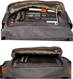 ESTARER 13-14 Inch Laptop Messenger Bag Water-Resistant Canvas Shoulder Bag for Business College, Grey