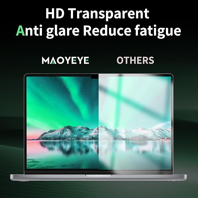 Privacy Screen for MacBook Air 13.6 Inch M2/M3/M4(2022-2025)--A3240/A3113/A2681, Anti Blue Light Glare Filter Removable Computer Protector, Bubble-Free Monitor Shield Black Laptop Film With Camera Cover