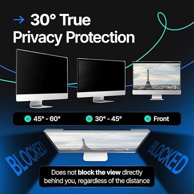 Acrylic 24 Inch Computer Privacy Screen Filter Compatible with 24 inch iMac (2021, 2022, 2023, 2024, M1, M3, M4) - 21.5" x 12.6" (547 x 320mm) - Monitor Frame Hanging Type