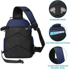 MOSISO Camera Sling Bag, DSLR/SLR/Mirrorless Camera Case Crossbody Photography Backpack with Tripod Holder&Removable Modular Inserts&PU Handle Compatible with Canon/Nikon/Sony, Navy Blue