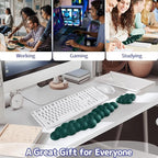 Cloud Wrist Rest for Keyboard and Mouse, Memory Foam PU Leather Keyboard Wrist Rest with Ergonomic Support, Non-Slip Base, Cute Arm Rest Pad & Palm Cushion, Office Desk Accessory, Dark Green