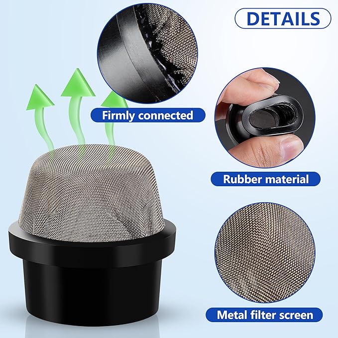 DECOHS 2 Pcs 190106Z Air Bleeder Screen Cap- Stainless Steel Screen Filter Cap Replacement Parts- Air Valve Strainer Cap for Most Pools Filters