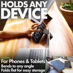 Folden Airplane Phone Holder, Flexible Tablet and Cell Phone Holder, Folding Cellphone Stand for Desk, Bed, Office, Treadmill - Airplane Accessories Long Flight Travel - Plane Essentials (Cordura)