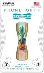 LOVEHANDLE Universal Phone Grip for Smartphones & Mini Tablets - Phone Holder for Hand - Wireless Charging Compatible - Made in The USA - Beached Pineapple