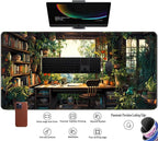 Green Plant Lovers Cute Desk Mat, Kawaii Desk Pad XXL Large Extended Lofi Mouse Pad Gaming Anime Mousepad, Big Laptop Computer Keyboard and Mouse Mat for Girl Women Office Desk Decor 31.5x15.7 in