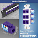 Everest 45° Angled RJ45 Cat5e Keystone Jacks 10-Pack in Purple - Slim Profile Female RJ45 Connectors - Cat 5e Keystone Jack - Compatible with 45° Angled Speed Termination Tool - 45Term (B0BL3GS7ZY)