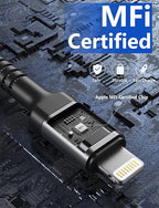 USB Type C to Lightning Cable Fast Charging, [Apple MFi Certified] 2Pack 6ft iPhone Charger Cable Compatible with iPhone 14/13/12/11 Pro Max and USB C Female to USB A Male Adapter with Keychain