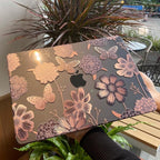 Teryeefi for MacBook Air 13 inch Case 2021 2020 2019 2018 Release (Model A2337 A2179 A1932 Retina Display with Touch ID), Plastic Hard Shell Case & Keyboard Cover for MacBook Air 13 M1, Gold Flowers