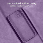 FireNova Designed for iPhone 15 Case, Silicone Upgraded [Camera Protection] Phone Case with [2 Screen Protectors], Soft Anti-Scratch Microfiber Lining Inside, 6.1 inch, Light Purple