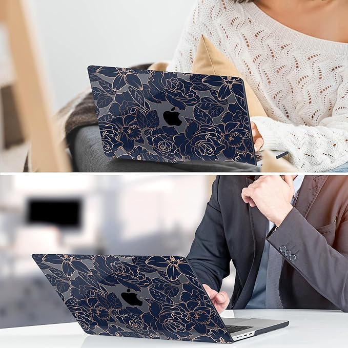 TWOLSKOO Compatible with M4 MacBook Air 15 inch Case 2025-2023 Released Model M4 A3241 M3 A3114 M2 A2941, Plastic Hard Shell & Screen Protector & Keyboard Cover & Trackpad Film, Elegant Roses
