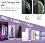 2 Pack Privacy Screen Protector for iPhone 11 Pro Max/iPhon XS Max, 9H Tempered Glass, Full Coverage, Anti-Fingerprint, Auto Dust-Elimination, No Bubble, Easy Installation