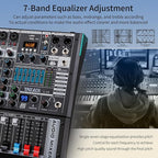DJ Mixer, TKLBLS Professional 12 Channel Audio Mixer Board with 99-Bit DSP, Sound Board Mixing Console 7-Band EQ Output, USB Audio Interface, Bluetooth 48V Phantom Power For Karaoke Studio Streaming