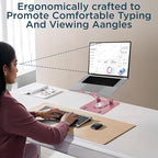 Uncaged Ergonomics Swivel Laptop Stand for Desk, Adjustable Computer iPad Stand for Desk w/ 360 Rotation, Portable Laptop Holder for Home Office Ergonomic Supplies (Rose Gold)