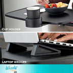 Stander Wonder Tray, Adjustable Swivel Table, Extra-Large Computer Stand, Couch Desk & Gaming Bench, TV-Trays for Eating on Couches, Chairs, Recliners with Laptop Wedges and Cup Holder, XL, Black